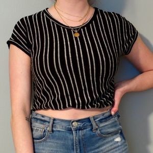 Black and White Striped Crop Top